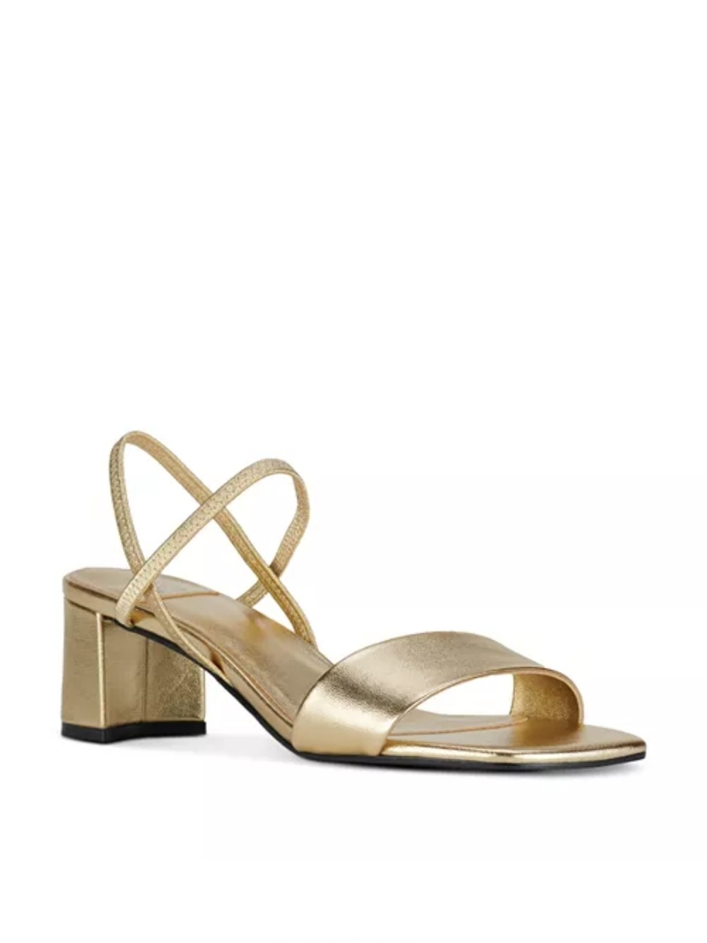 Jeffrey Campbell "Adapt" Metallic Gold Block Heel Strappy Sandal
